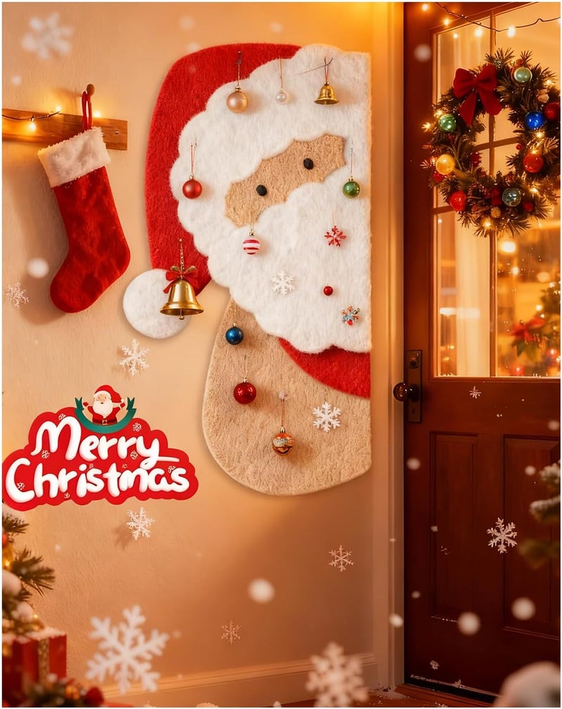 rokeblau 32x16 inches Large Felt Board, Puzzle Christmas Santa Decoration Cork Board, 0.9cm Thick Bulletin Board with Adhesive Nano Tape, Removable Wall Decoration for Home, Living Room, Bedroom, Door - Red - Image 1